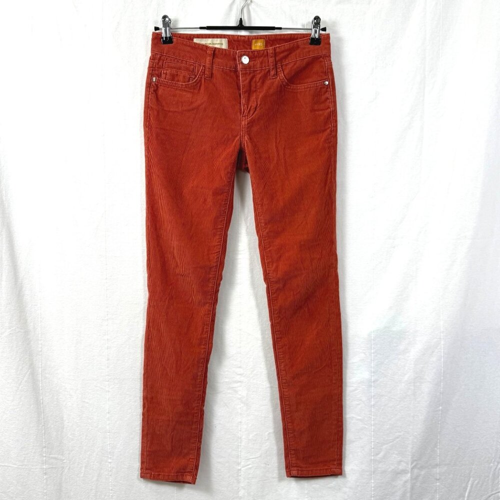 Pilcro & The Letterpress Pant Womens Sz 25 Rust Red Corduroy Fit/Stet Low Skinny